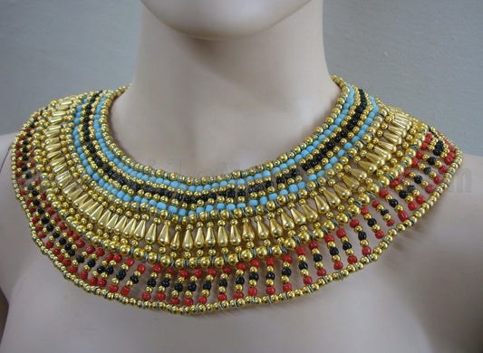 Dazzling Egyptian Red & Blue Sky Cleopatra Necklace