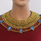 Cute Egyptian Beaded Cleopatra 7 Scarabs Necklace Collar