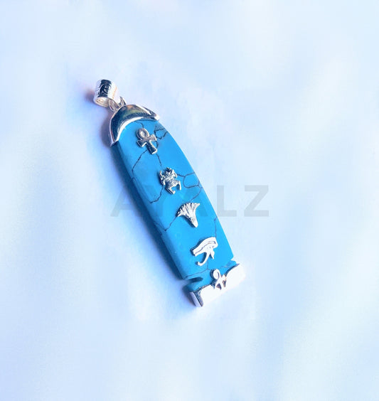 Egyptian Sterling Silver & Ebony wood Cartouche Charm WORLD WIDE Express Shipping