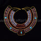 V Large Egyptian Beaded Cleopatra Necklace Collar With 5 Scarabs