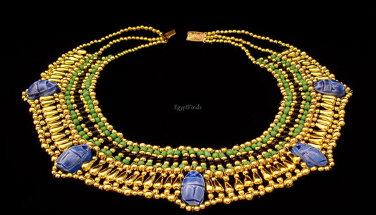 Egyptian Beaded 5 Scarabs Cleopatra Scarab Necklace Collar scarab Collar Egyptian Jewelry beaded Collar Khepri Necklace Khepri