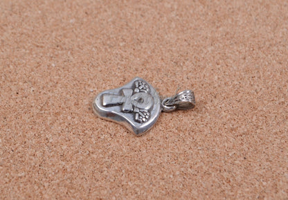Beautiful Egyptian Thick Sterling silver Ankh Lotus pendant charm