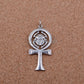 Egyptian Solid Silver Hallmarked Key Of Life Ankh Life Key Cross With Scarab Pendant Charm