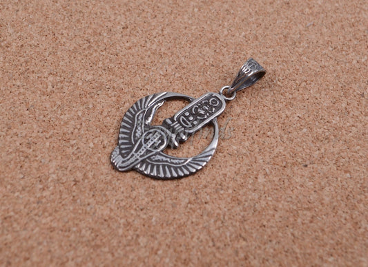 Large Egyptian Sterling Silver Winged Cobra With King Tutankhamun Cartouche