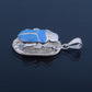 Large Egyptian Sterling Silver Turquoise Enamelled Scarab Luck Charm US Express