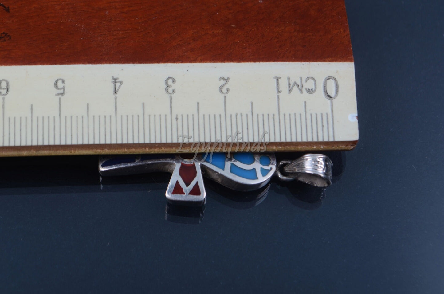 Large Egyptian Hand Made Solid Silver Inlaid Ankh life key Pendant Charm Pendant