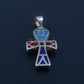 Large Egyptian Hand Made Solid Silver Inlaid Ankh life key Pendant Charm Pendant