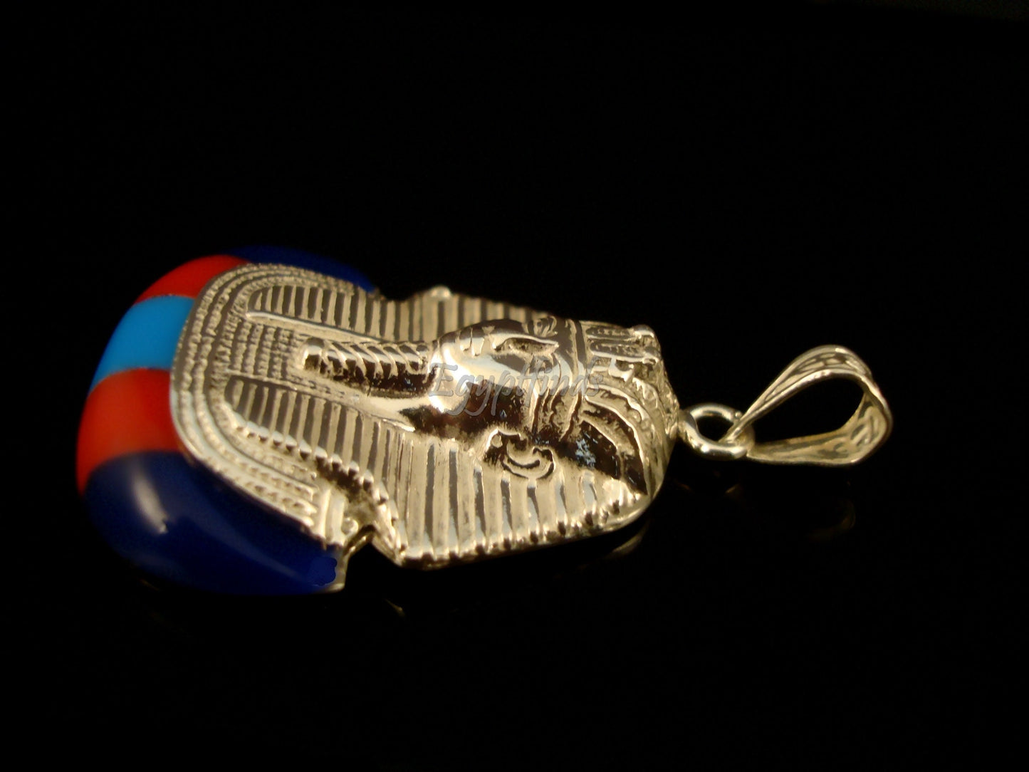 Egyptian Solid Sterling Silver Colored Inlaid Tutankhamun Tut Mummy Pendant Charm
