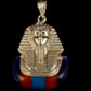 Egyptian Solid Sterling Silver Colored Inlaid Tutankhamun Tut Mummy Pendant Charm