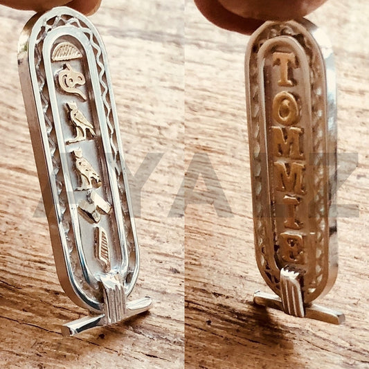 Personalized Egyptian Silver Customized Double Sided Framed Cartouche Charm,(Get a name on each side ),WORLD WIDE Express Shipping