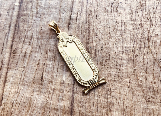Egyptian Customized Name Tutankhamen Cartouche Personalized 18K Gold Cartouche Pendant Necklace WORLD WIDE Express Shipping