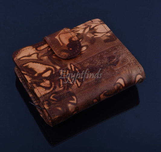 Unique Egyptian Hand Made Genuine Leather King tut Tutankhamun Unisex Wallet