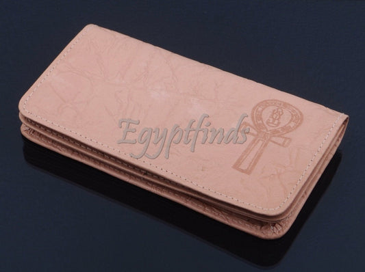 Egyptian Hand Made Genuine Leather Ankh Life Key Women's Wallet Purse
