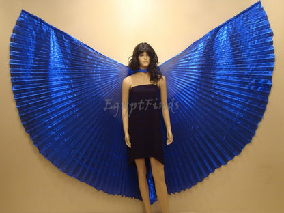 Egyptian Professional Belly Dance Costume Blue Lame Isis Wings With Bag & Sticks From Egypt