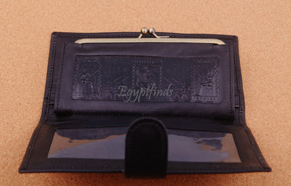 Egyptian Hand Made Genuine Leather Golden Ramses II  Women's Wallet Purse