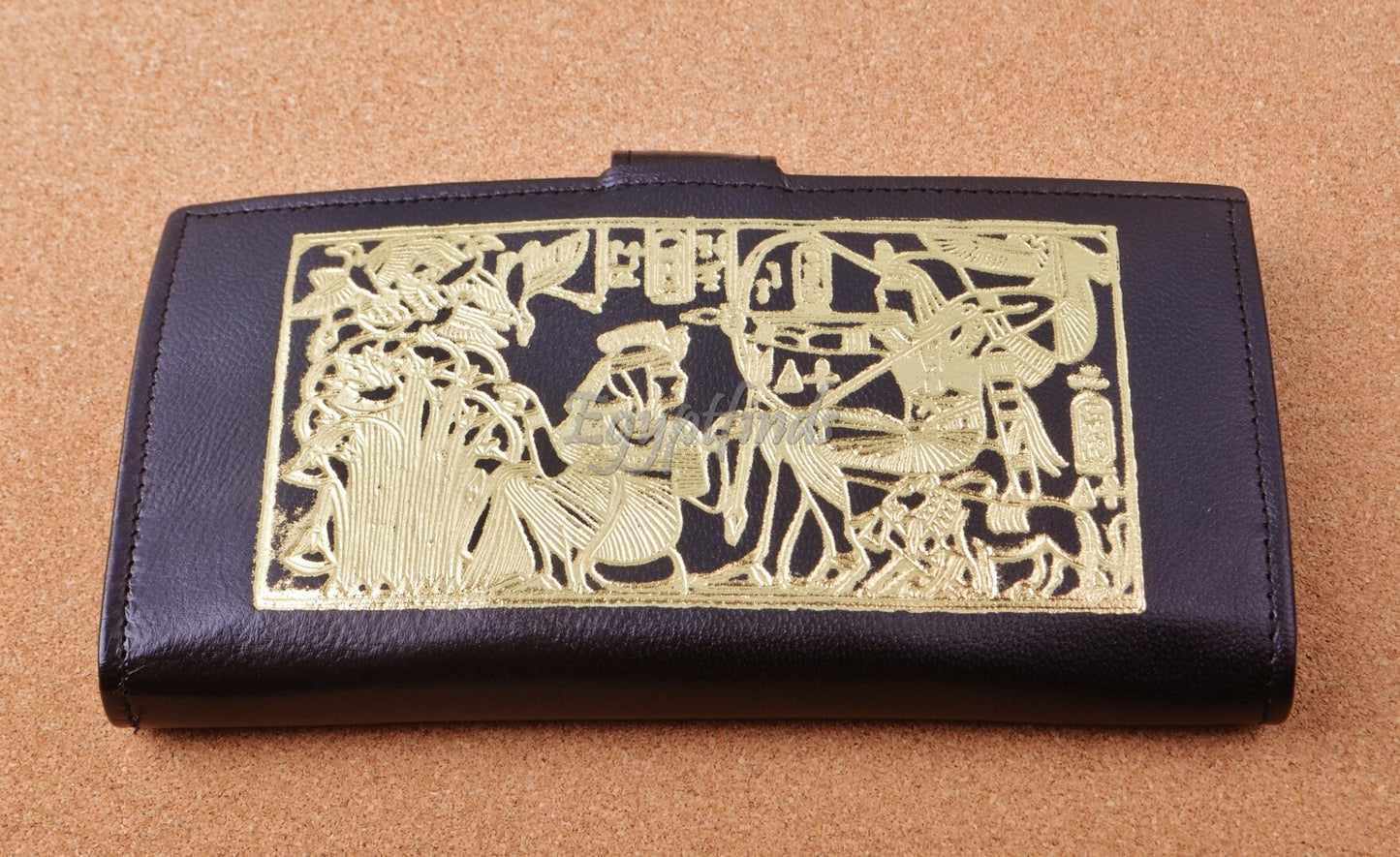 Egyptian Hand Made Genuine Leather Pharaoh And Nekhbet Women's Wallet Purse