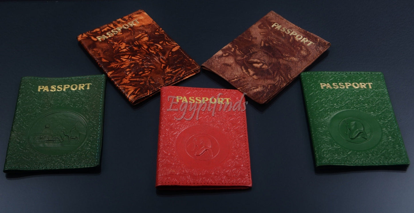 Egyptian Genuine Leather Tut Passport Wallet Holder Protector