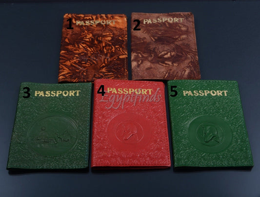 Egyptian Genuine Leather Tut Passport Wallet Holder Protector