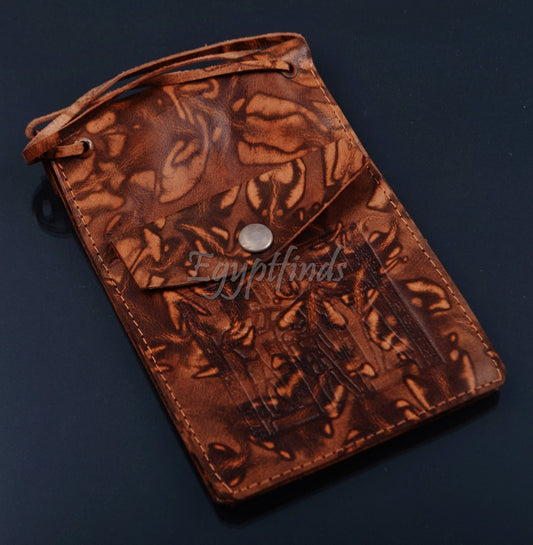 Egyptian Genuine Leather king Tut Passport Wallet Holder