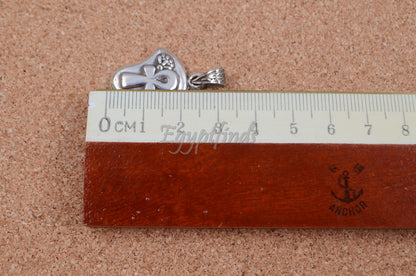 Beautiful Egyptian Thick Sterling silver Ankh Lotus pendant charm