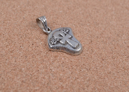 Beautiful Egyptian Thick Sterling silver Ankh Lotus pendant charm