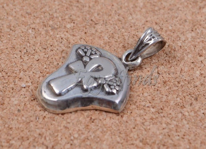 Beautiful Egyptian Thick Sterling silver Ankh Lotus pendant charm