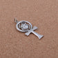 Egyptian Solid Silver Hallmarked Key Of Life Ankh Life Key Cross With Scarab Pendant Charm