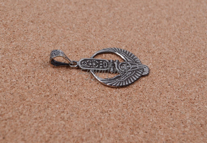 Large Egyptian Sterling Silver Winged Cobra With King Tutankhamun Cartouche