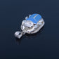 Large Egyptian Sterling Silver Turquoise Enamelled Scarab Luck Charm US Express