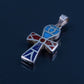 Large Egyptian Hand Made Solid Silver Inlaid Ankh life key Pendant Charm Pendant