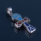 Large Egyptian Hand Made Solid Silver Inlaid Ankh life key Pendant Charm Pendant