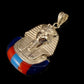 Egyptian Solid Sterling Silver Colored Inlaid Tutankhamun Tut Mummy Pendant Charm