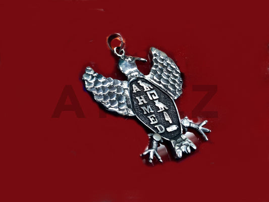 LRG Egyptian Sterling Personalized Silver Horus As Falcon Charm Cartouche Cartouche Pendant , WORLD WIDE Express Shipping
