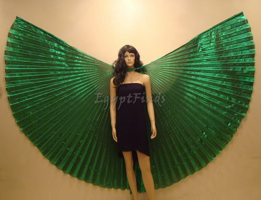 Egyptian Professional Belly Dance Costume Fuchsia Lame Isis Wings With Bag & Sticks From Egypt