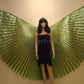 Egyptian Professional Belly Dance Costume Green Apple Lame Isis Wings With Bag & Sticks From Egypt