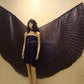 Egyptian Professional Belly Dance Costume Black Lame Isis Wings With Bag & Sticks From Egypt