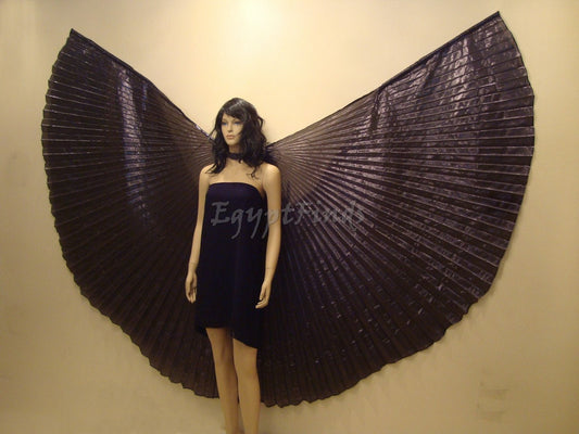 Egyptian Professional Belly Dance Costume Black Lame Isis Wings With Bag & Sticks From Egypt