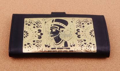 Egyptian Hand Made Genuine Leather Golden Ramses II  Women's Wallet Purse