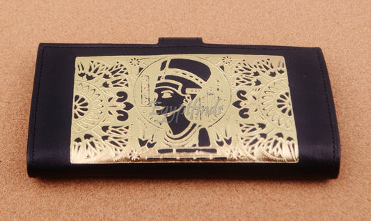 Egyptian Hand Made Genuine Leather Golden Ramses II  Women's Wallet Purse