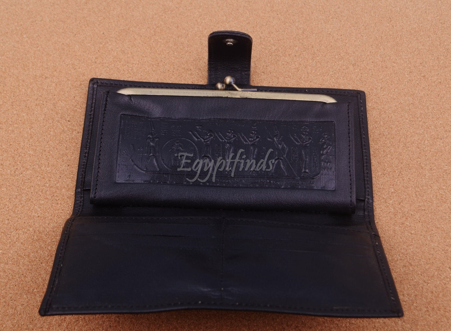 Egyptian Hand Made Genuine Leather Golden Ramses II  Women's Wallet Purse