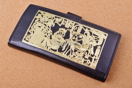 Egyptian Hand Made Genuine Leather Pharaoh And Nekhbet Women's Wallet Purse