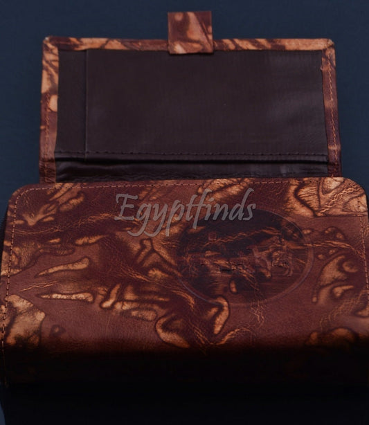 Egyptian Genuine Leather Hand made Leather Tut Wallet Purse W/Checkbook Cover
