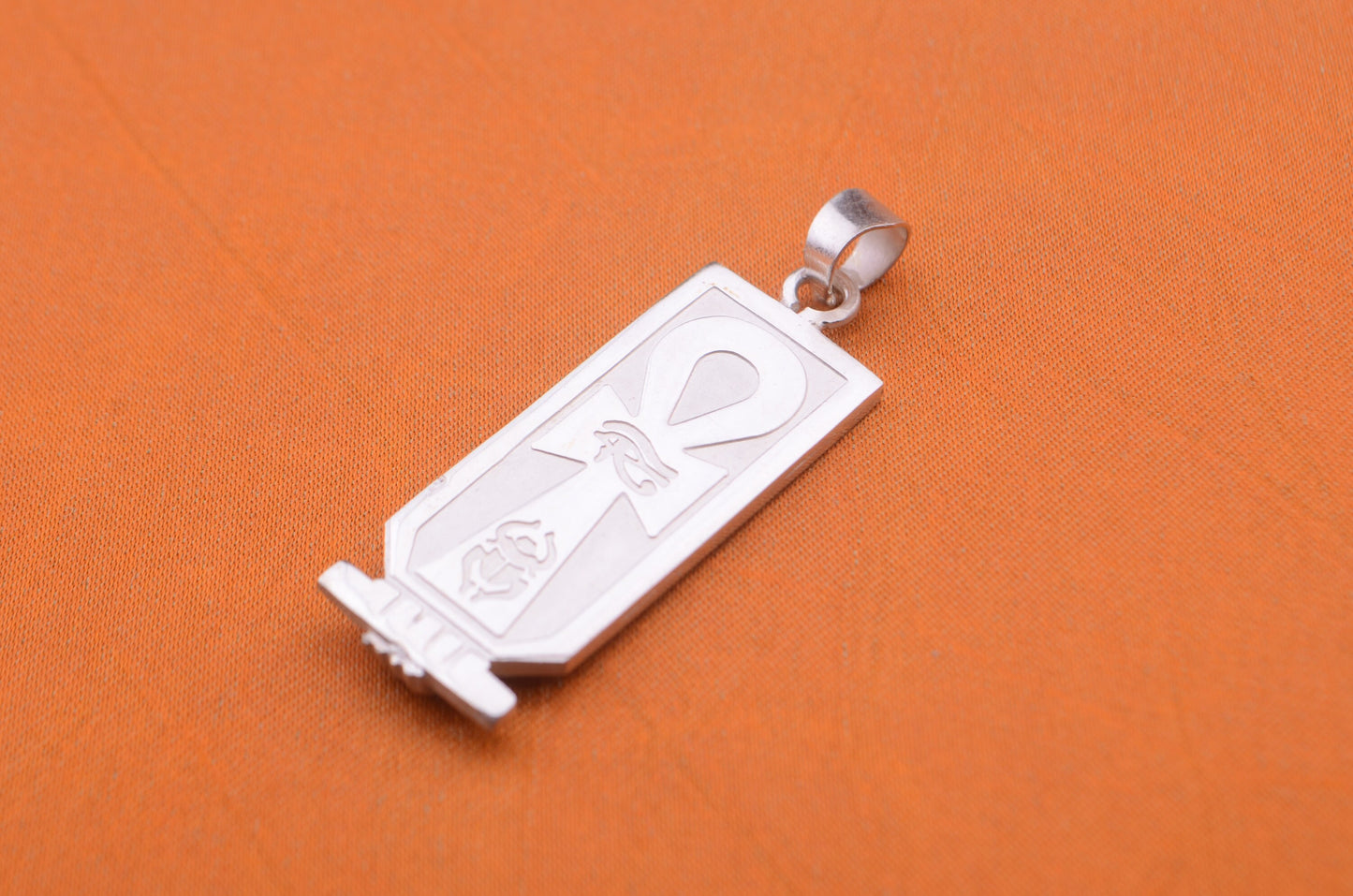 Customized Wide Egyptian Personalized Sterling Silver Ankh Cartouche Pendant Charm , WORLD WIDE Express Shipping