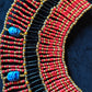 Large Egyptian Orange Beaded Cleopatra Necklace Collar With 9 Scarabs