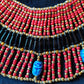 Large Egyptian Orange Beaded Cleopatra Necklace Collar With 9 Scarabs