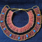 Large Egyptian Orange Beaded Cleopatra Necklace Collar With 9 Scarabs