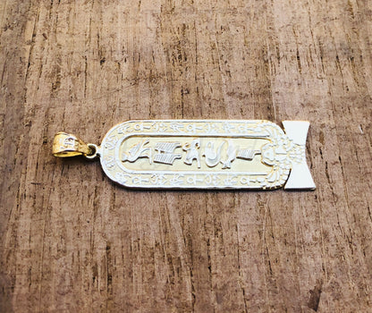Egyptian Customized Winged Scarab Personalized 18K Gold Cartouche Necklace WORLD WIDE Express Shipping