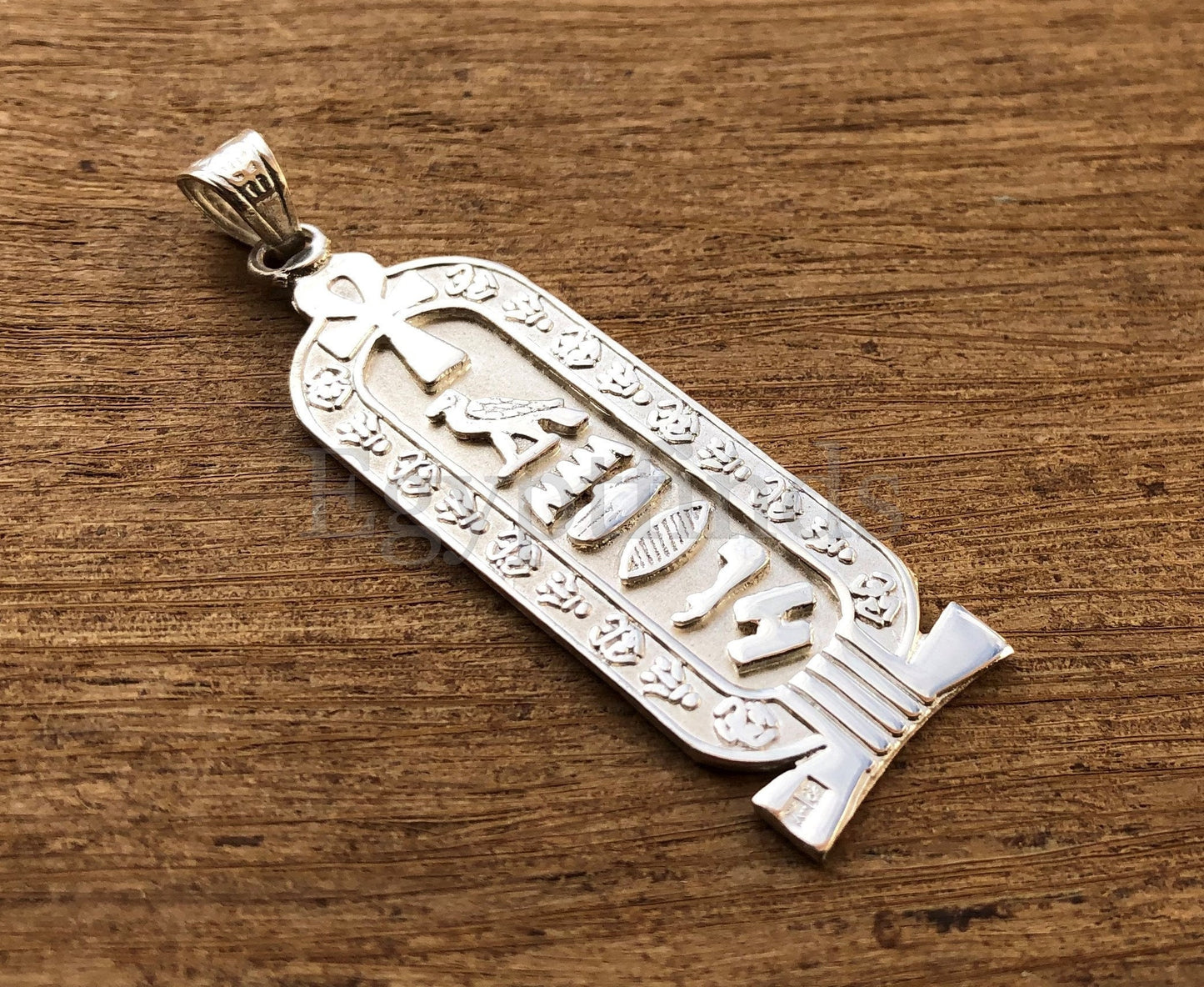 Egyptian Framed Life Key Sterling Silver Cartouche Pendant, Customized  Name Cartouche