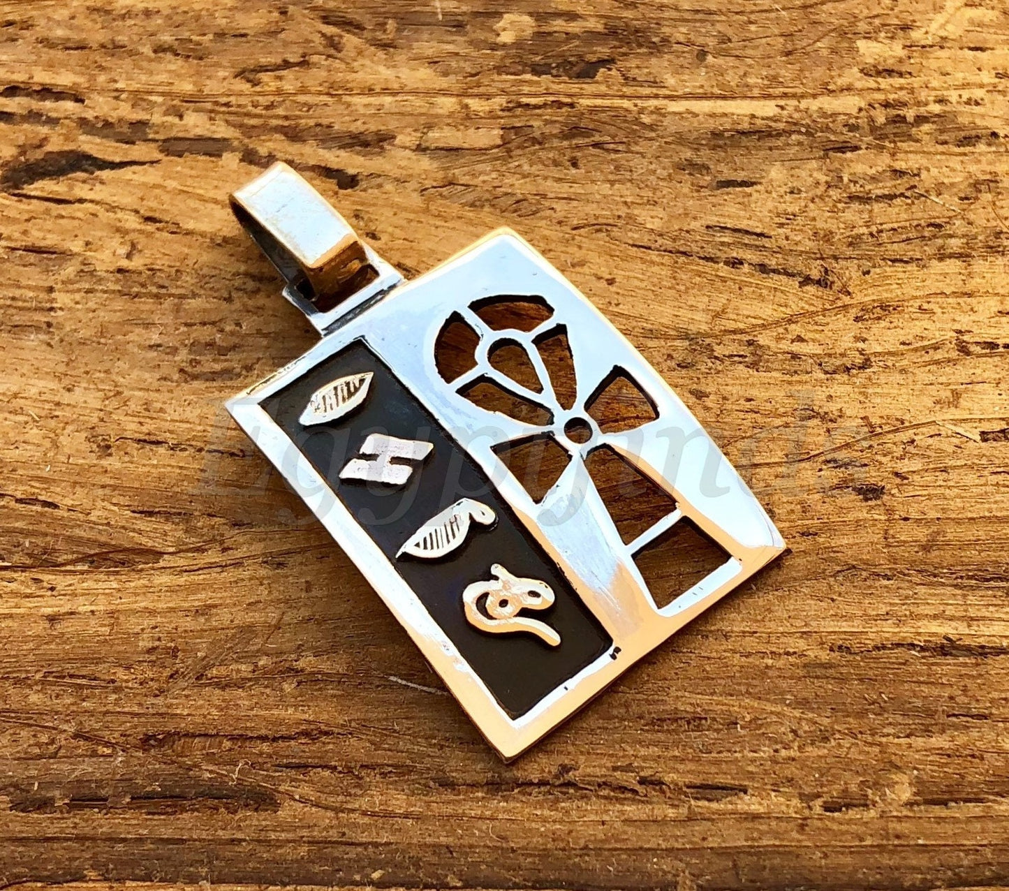 Egyptian Personalized Sterling Silver Wide Cartouche With Ankh Life Key Cross Charm Necklace , WORLD WIDE Express Shipping