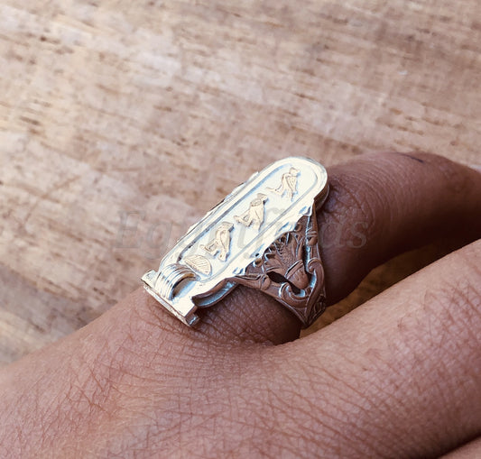 Egyptian Personalized Sterling Silver Name Cartouche Ring Express Shipping World Wide